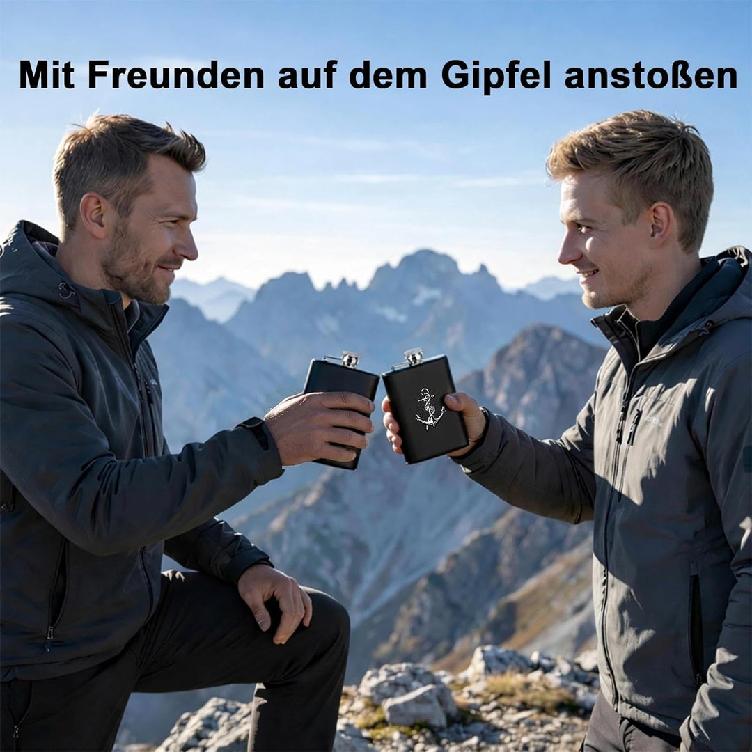 Personalisiert Flachmann mit Foto - Flachmann Kunstleder - Geeignet für Whiskey Rum und Wodka Partys