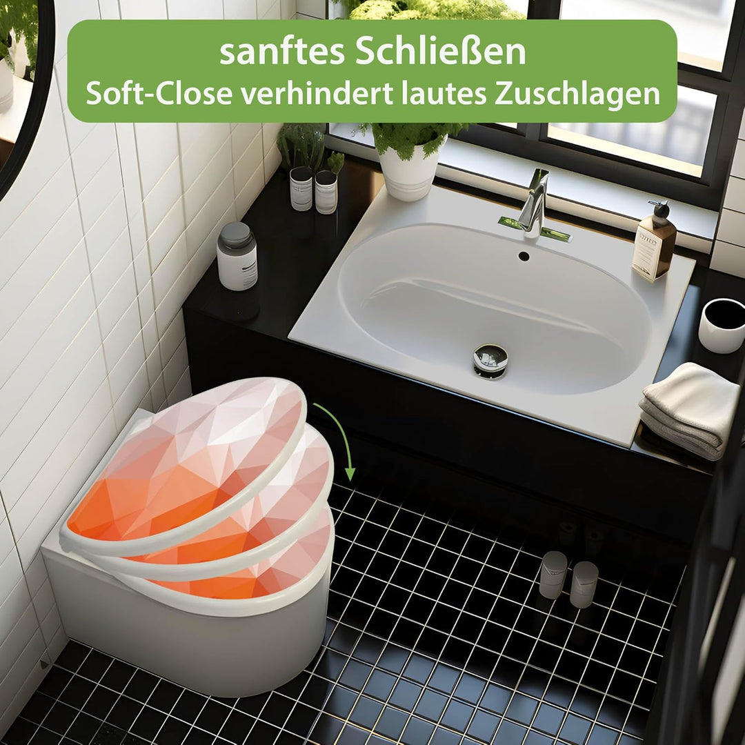 banjado Toilettendeckel mit Absenkautomatik 44,5x37cm - Soft Close Toilettensitz - WC Sitz mit Absen