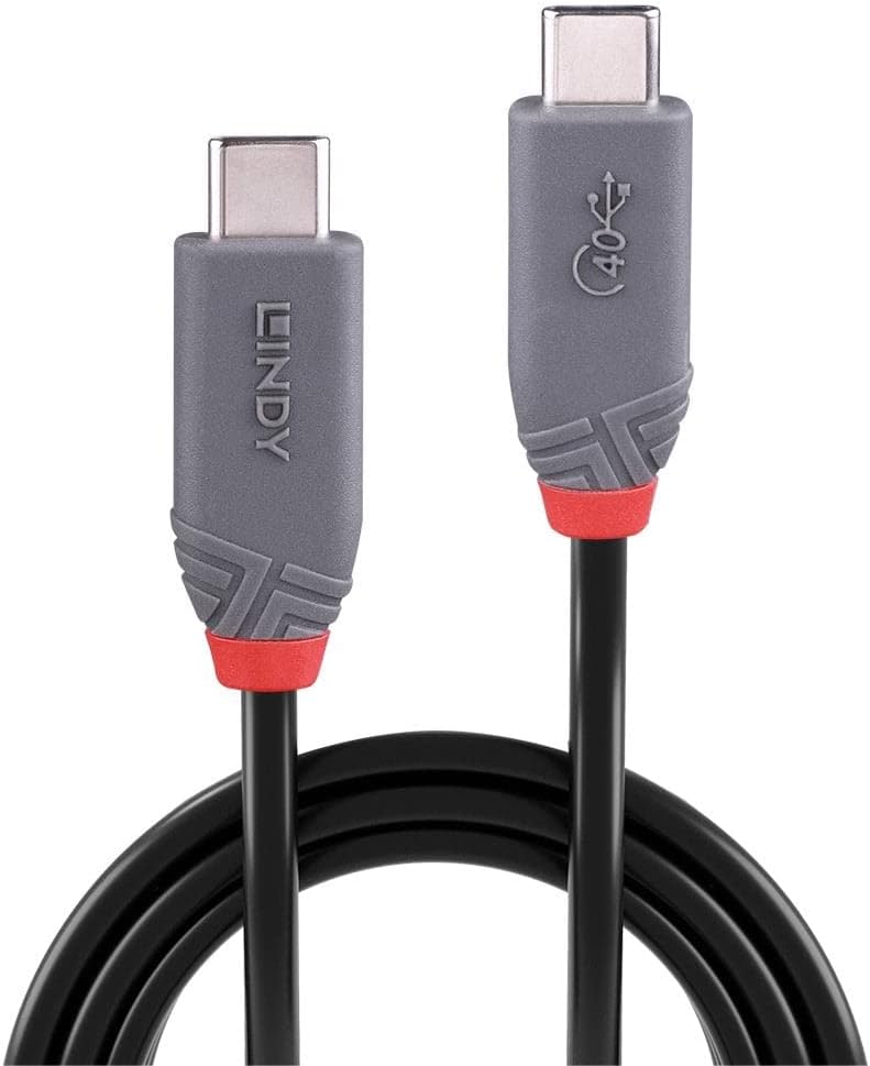 Lindy 0,8 m USB 4 Typ C Kabel, Anthra Line, USB 4, kompatibel mit Thunderbolt 3, 40 Gbit/s Datenüber