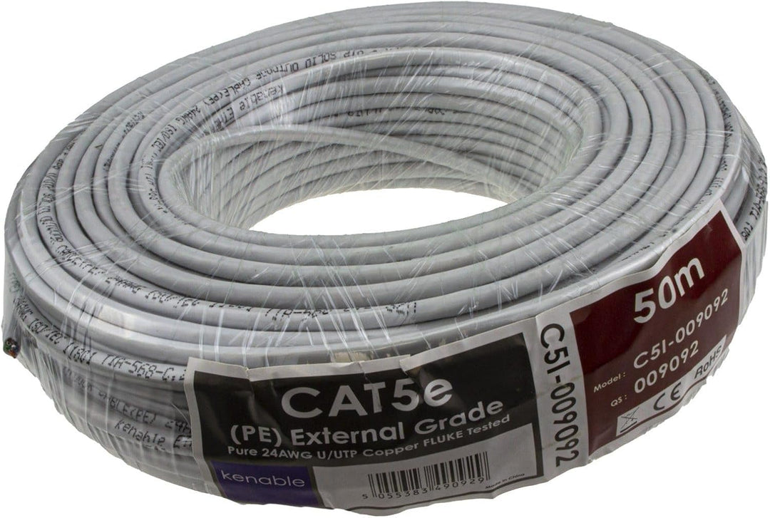 kenable Aussen Cat5E-CCA Aussen Verwendung Ethernet Netzwerk Kabel Kabelrolle UTP Grey 50 m [50 Mete