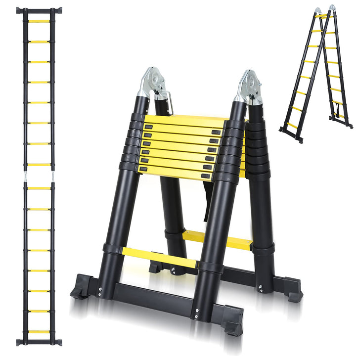 Randaco 5M Teleskopleiter Klappleiter Aluminium, Mehrzweckleiter Teleskopleiter Ausziehbar Leiter Kl