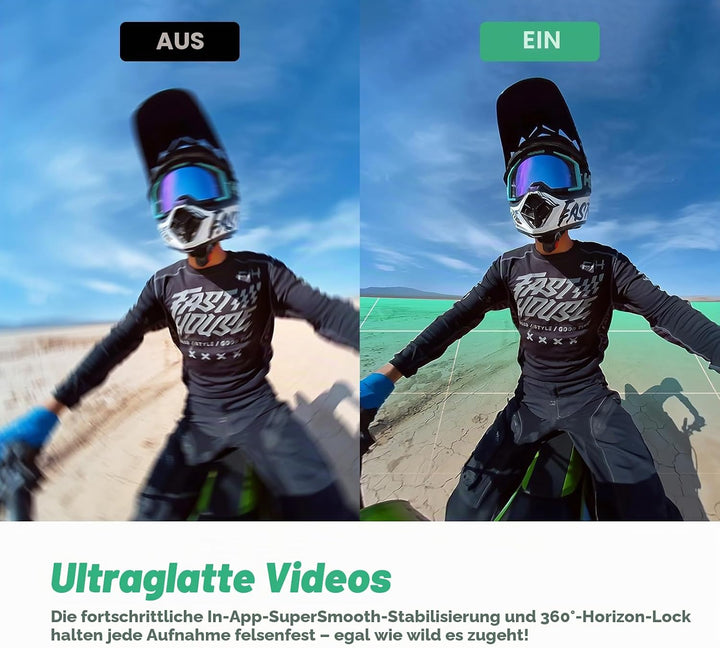 AKASO 360° Action Cam Creator-Set - 5.7K 72MP 360 Grad Actionkamera mit 128GB Speicherkarte Duale 1/