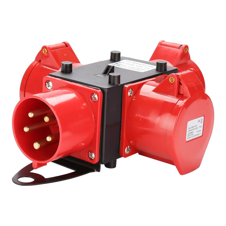 Sonnewelt Baustromverteiler Verteiler 3 x CEE 400V/32A IP44 CEE-Steckdose 5 Polig Mit Sicherheitskla