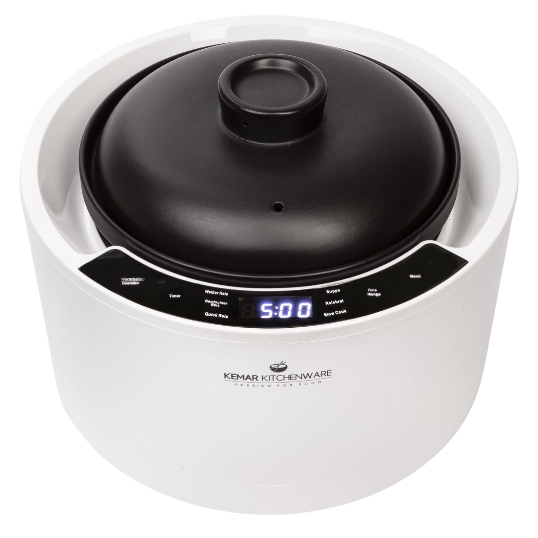 KeMar Reiskocher 2,5l mit Keramiktopf - Topf besteht vollständig aus Keramik (Donabe, Tonkeramik, To