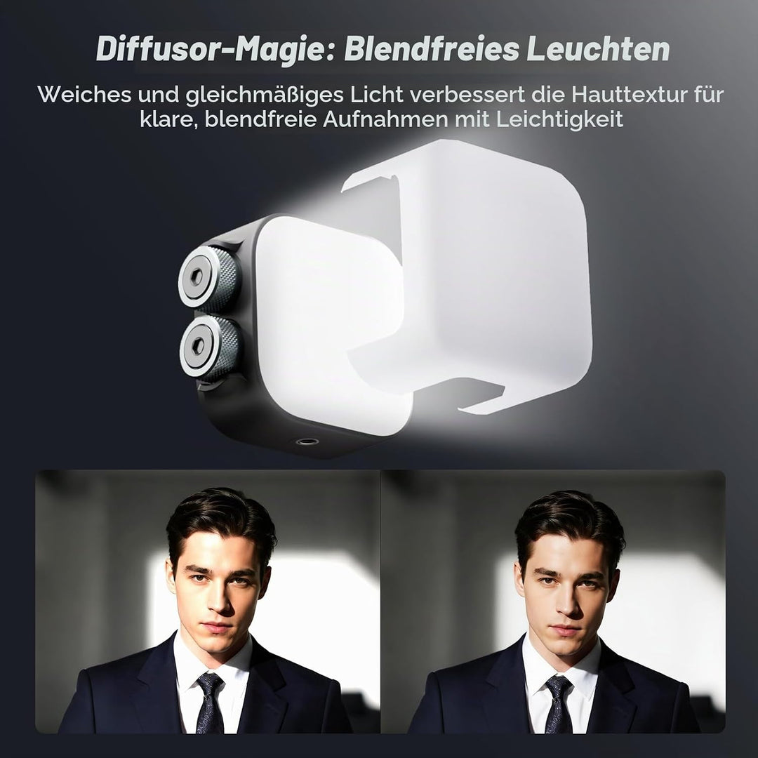 Photoolex Tofu RGB Taschen Mini LED Videoleuchte mit kompakter | CRI96+, Farbtemp 2500K–9900K, 2000m