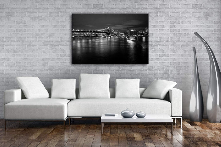 deyoli Hängebrücke in New York City Format: 100x70 Effekt: Schwarz&Weiss als Leinwand, Motiv fertig