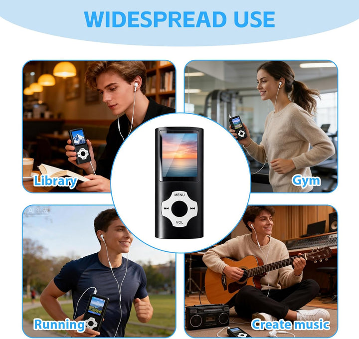 32GB MP3-Player/MP4-Player, Speicher, Verlustfreier Klang, HD Lautsprecher, Sprachrekorder, 1,8 Zoll