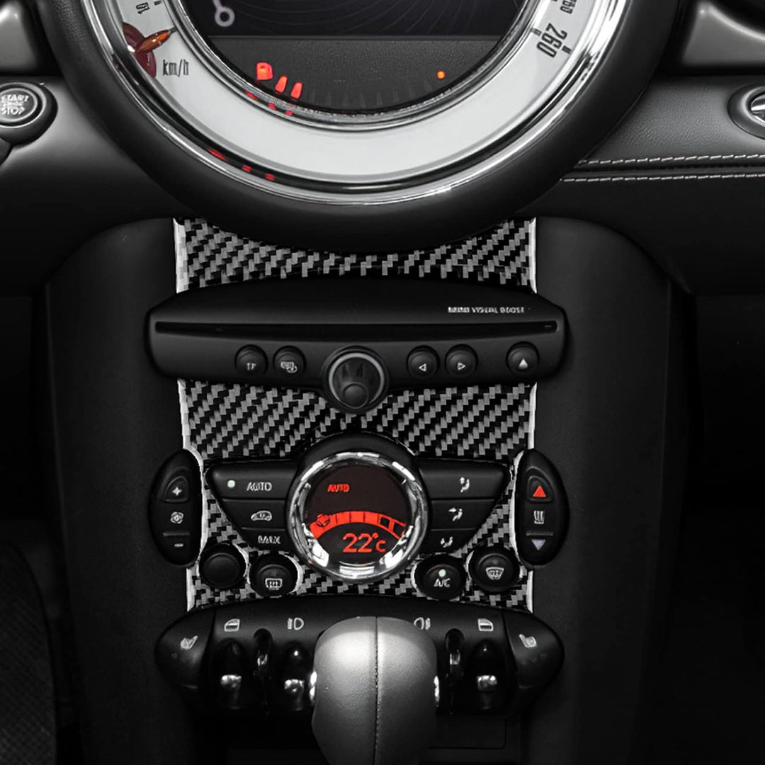 KUNGKIC Auto Zentraler Steuerknopf Panel Abdeckung Kohlefaser Innenraum Dekorativ für Mini Cooper Cl