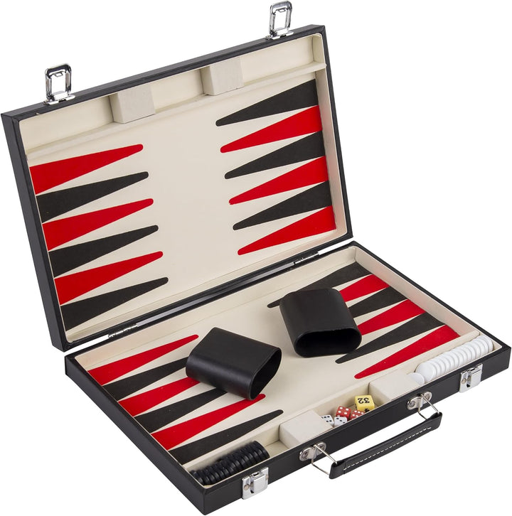 Engelhart - Schwarzes und weisses rotes Backgammon 36 cm - 250505