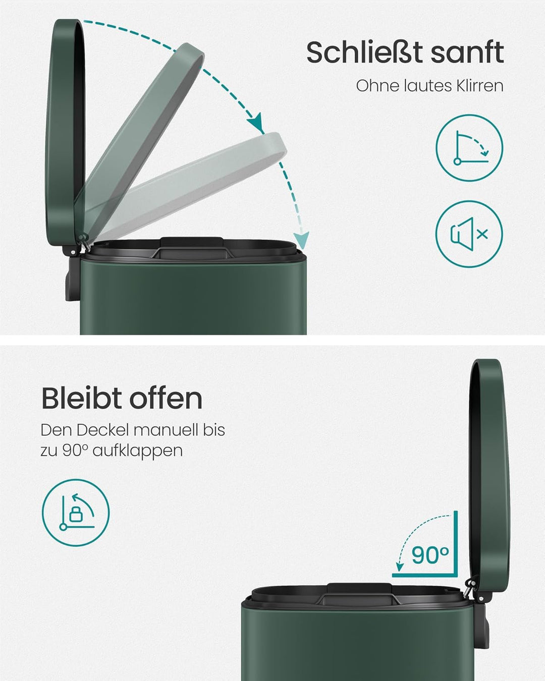 SONGMICS Mülleimer Küche, 30 Liter, Abfalleimer, Tretmülleimer, Küchenmülleimer mit Softclose-Deckel