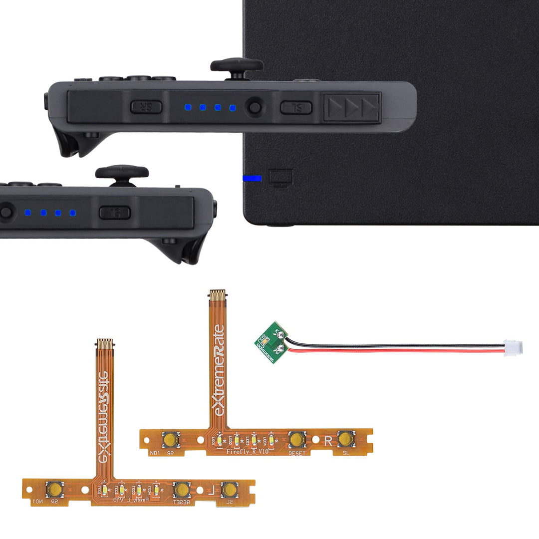 eXtremeRate Firefly LED Tuning Kit Ersatzteile für nintendo Switch Joycons&Switch Dock,NS Joy con SL