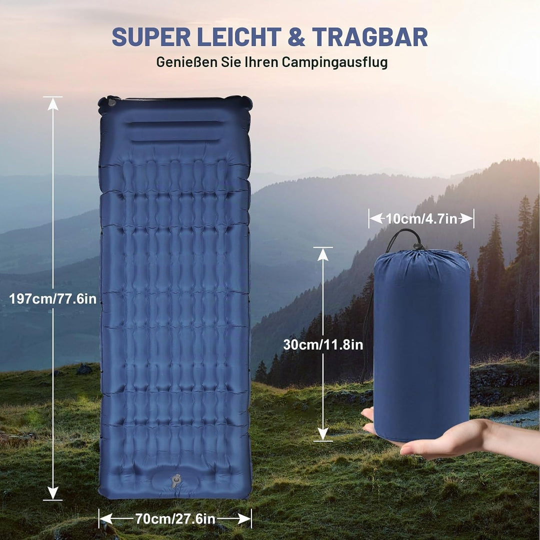 SHANNA Isomatte Outdoor Camping Luftmatratze: Extra Dick 12cm Ultraleicht Aufblasbare Matratze Die B