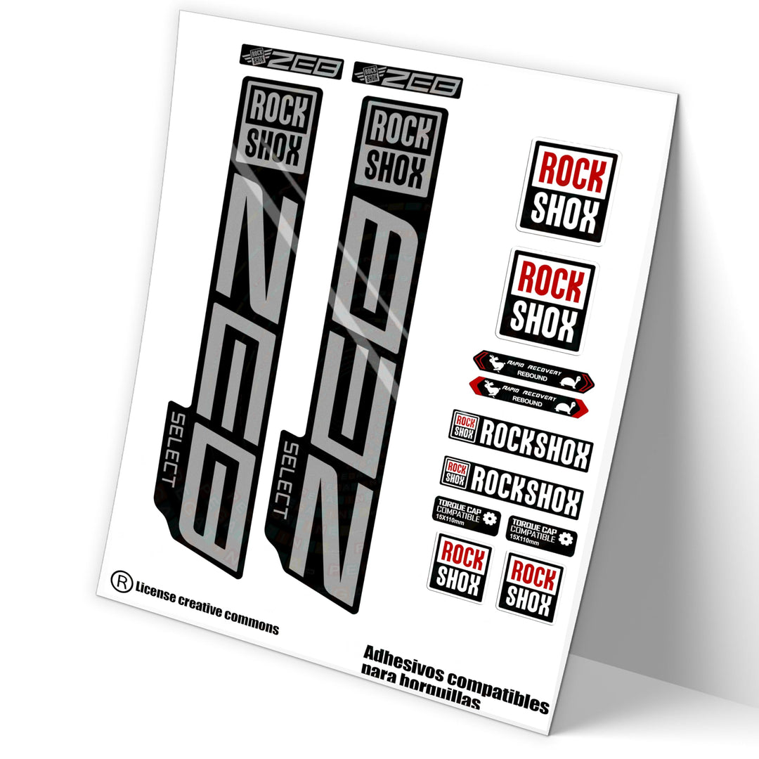 Ref: VP447 Aufkleber, kompatibel mit Rock-Shox ZEB SELECT 2021, 2025 MTB, Sticker, Aufkleber, Aufkle