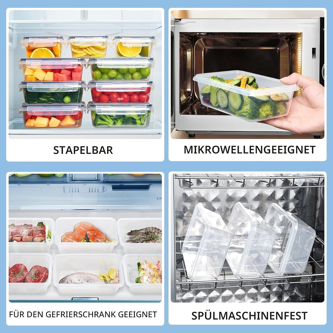 10 Frischhaltedosen mit Deckel (5x1L + 5x520ml), Gefrierdosen &amp; Meal Prep Boxen, BPA-frei, luftdicht