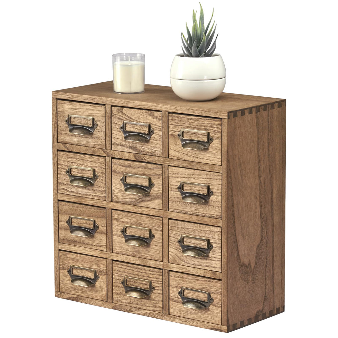 KIRIGEN Wooden Desk Storage Cabinet 12 Schubladen Mini Chest mit Metallgriffen Desktop Organizer Sto