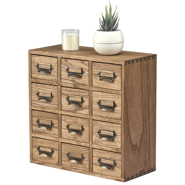 KIRIGEN Wooden Desk Storage Cabinet 12 Schubladen Mini Chest mit Metallgriffen Desktop Organizer Sto