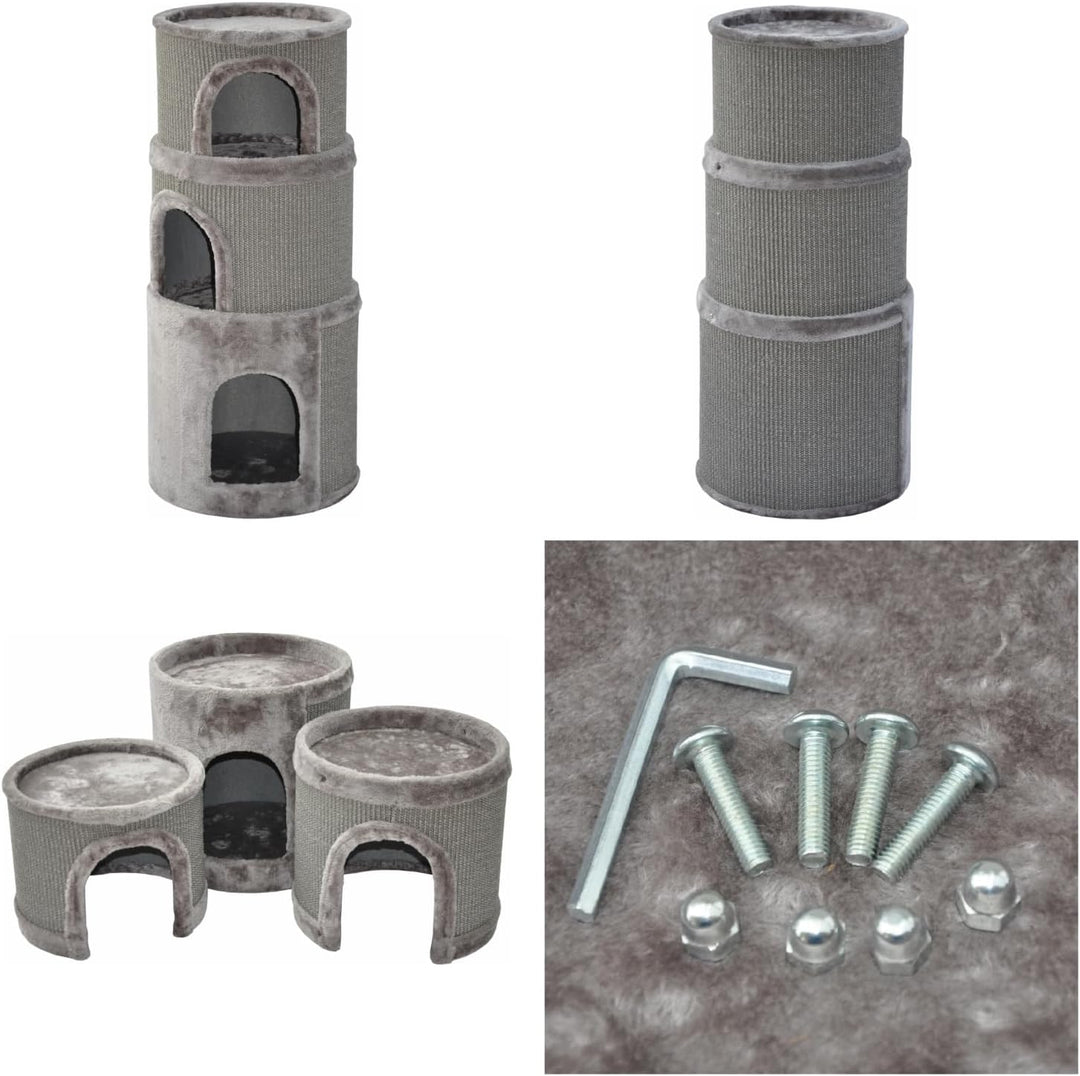 nanook Kratztonne, Höhe 89 cm, Katzenkratzbaum, 3 Ebenen, Kratzbaum, Kratzturm aus Sisal, grau, grau