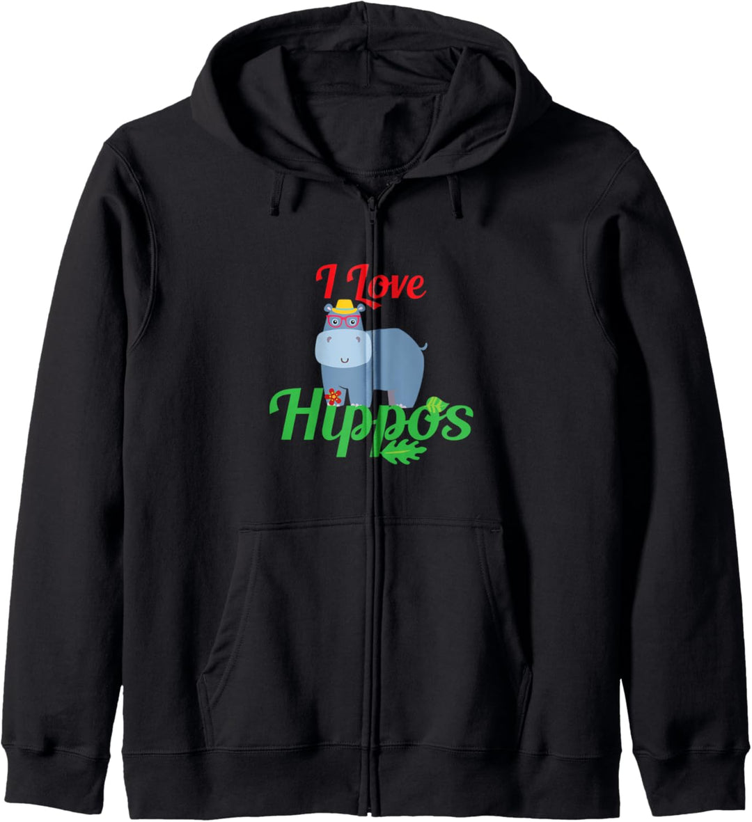 Hippo mit Hut und Brille Lustiges Geschenk Fun Kapuzenjacke