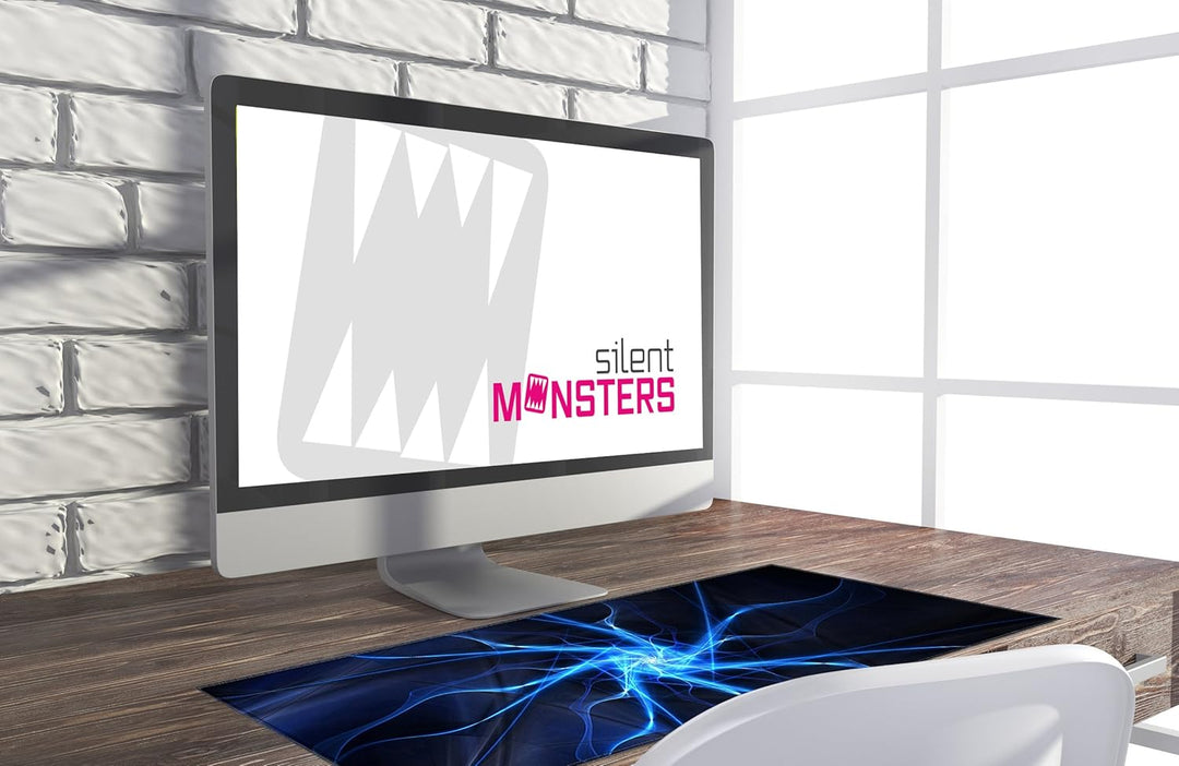 Silent Monsters Mauspad XXL 900 x 400 mm grosses Mousepad Blitz Gewitter - Vernähter Rand, rutschfes