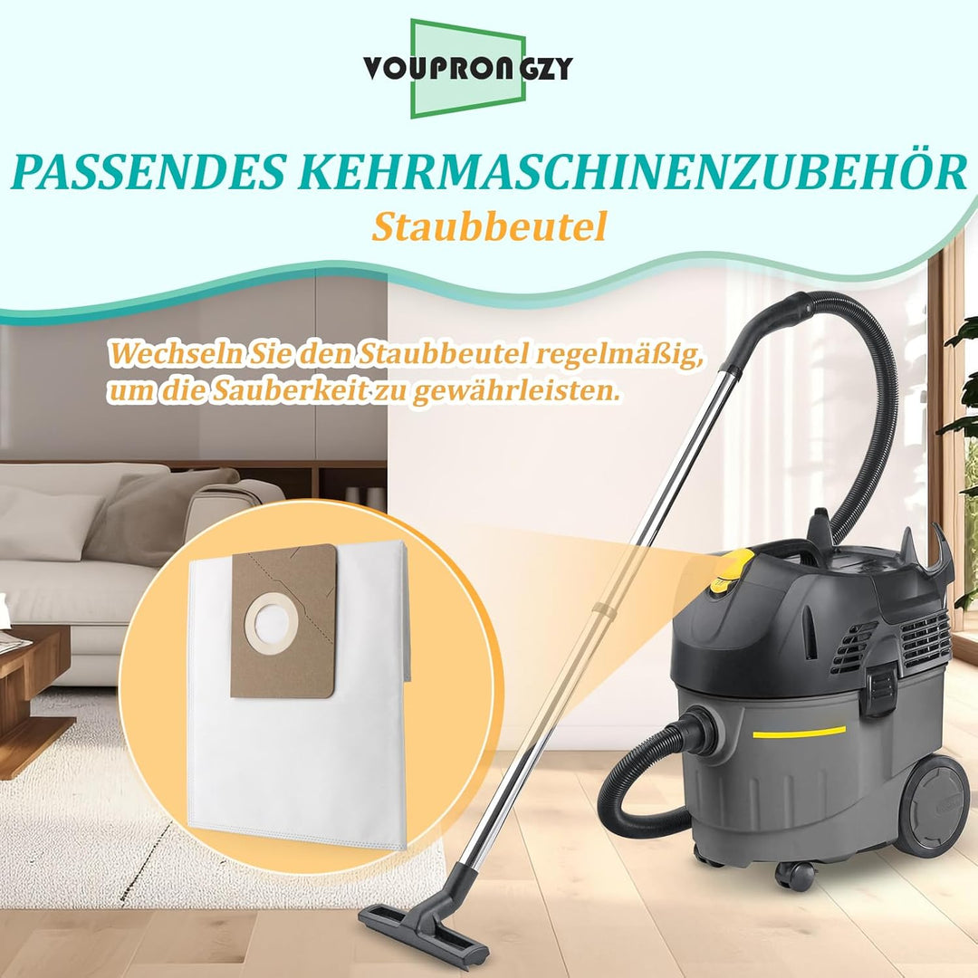 10 Stück für Kärcher NT 35/1 (Ap, Adv, Tact, Te H/M) Staubbeutel für Kärcher NT 14/1, NT 25/1 NT 200
