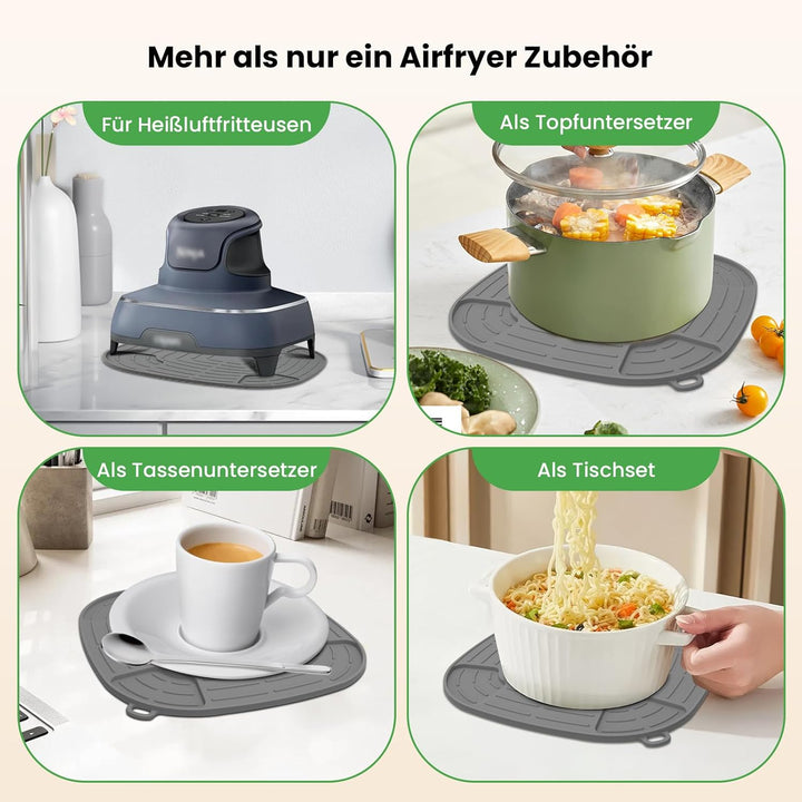 Airfryer Zubehör für Ninja CRISPi FN101EU: GEEKHOM 1x Edelstahl Feinmaschiger Spritzschutz + 1x Sili