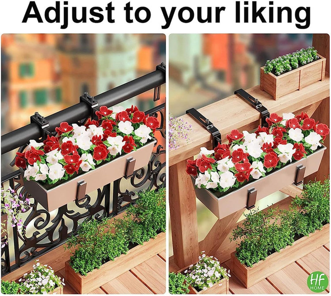 Window Box Planter Brackets, Balcony Railing Brackets, Adjustable Metal Frame, Strong Duty Plant Hol