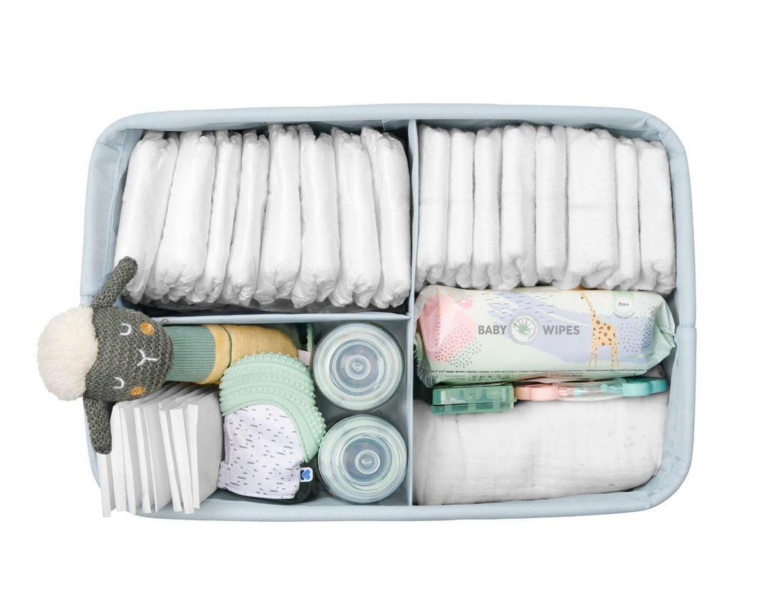 Kikkaboo Wickeltasche, Korb, Windelorganizer faltbar Griffe abnehmbare Trennwand, Farbe:hellblau, He