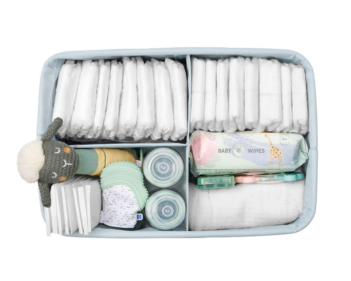 Kikkaboo Wickeltasche, Korb, Windelorganizer faltbar Griffe abnehmbare Trennwand, Farbe:hellblau, He