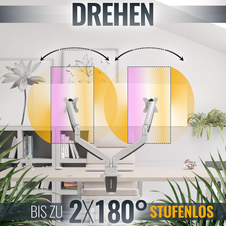 RICOO Monitor Halterung Tisch Gasdruckfeder für 15-27 Zoll, VESA Tischhalterung, Monitorarm TS9811,