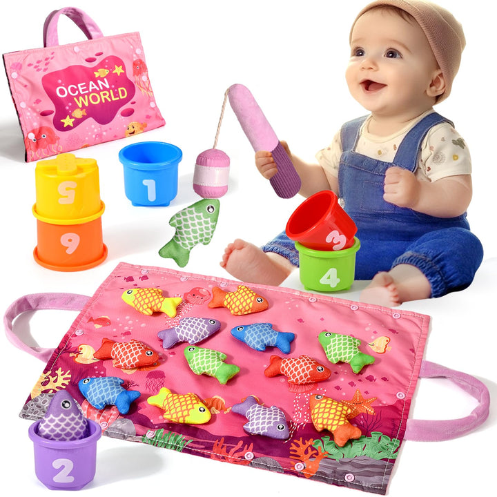 Montessori Spielzeug ab 1 2 Jahr Mädchen, Rosa Angelspiel kinderspielzeug, Baby Spielzeug für 6 12 1
