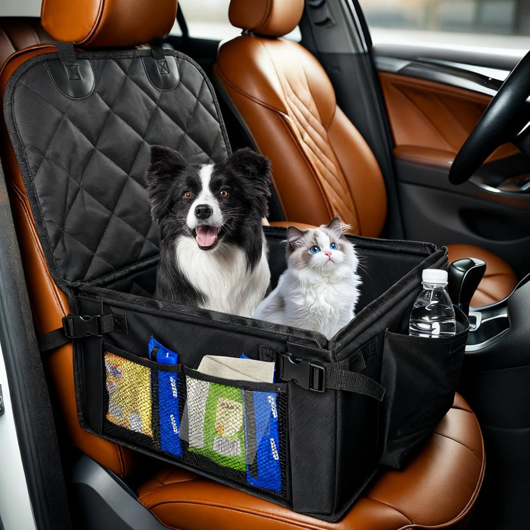 Hundeautositz, Extra Stabiler Hunde Autositz, Auto Hundesitz mit Verstärkte Wände und Sicherheitsgur