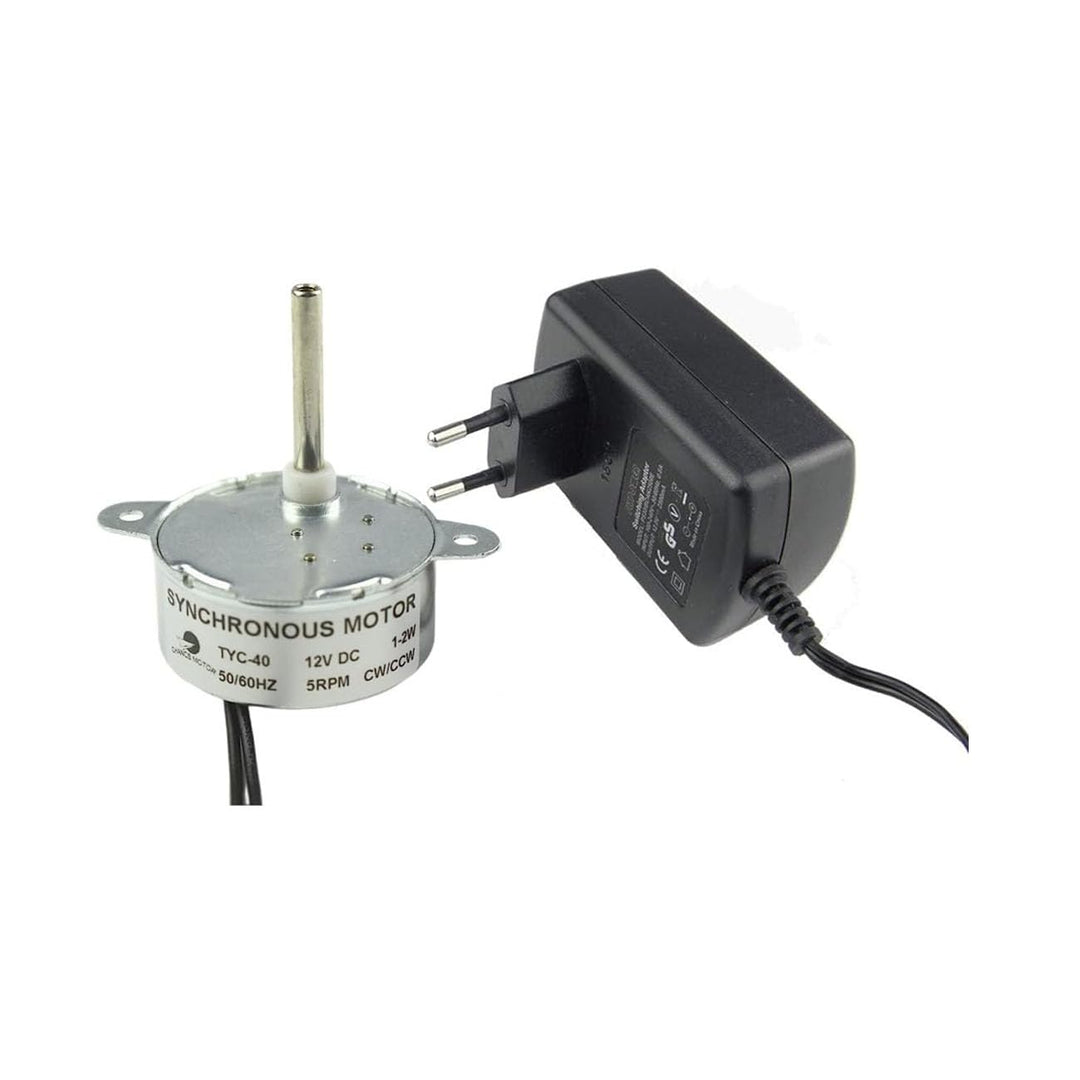 CHANCS TYC-40 12V DC 5RPM Welle 33mm mit DC Stromadapter Eingang 110V/240V Ausgang DC 12V Elektromot