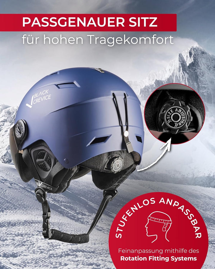 Black Crevice Skihelm mit Visier Kirchberg I Atmungsaktiver Skihelm Herren & Damen mit Lüftungsöffnu