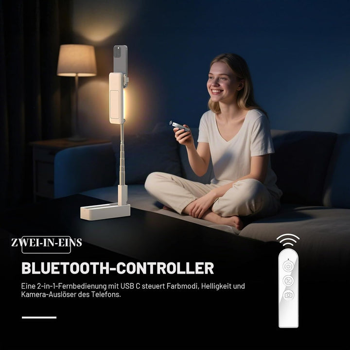 NEEWER Entry Level Version Tisch Ständer, 4W Overhead Smartphones Mount, klappbar, mit LED Licht/Fer