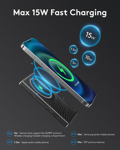 Ntaanoo Tragbares Ladegerät, 10000 mAh, Magnetische Power Bank für Magsafe Powerbank 10000mAh,Grau,