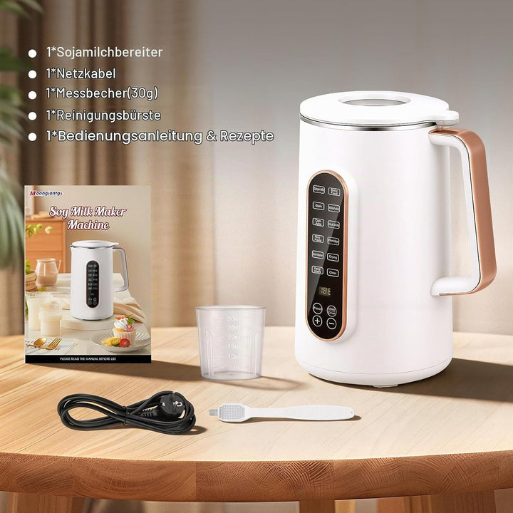 Moongiantgo 1,2L Nussmilchbereiter, 8-in-1 Automatische Sojamilchmaschine für Mandel-, Hafer- &amp; Milc