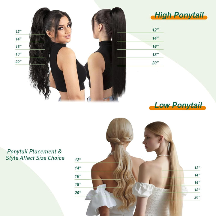 Easyouth Zopf Haarverlangerung Echthaar Clip in Zopf Extensions Ponytail 18 Zoll 80g Farbe Aschbraun