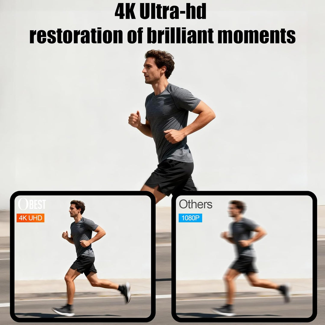 OBEST Mini Action Cam 4K mit Bildstabilisierung Action Kamera Wasserdicht | Bodycam Körperkamera, Ta