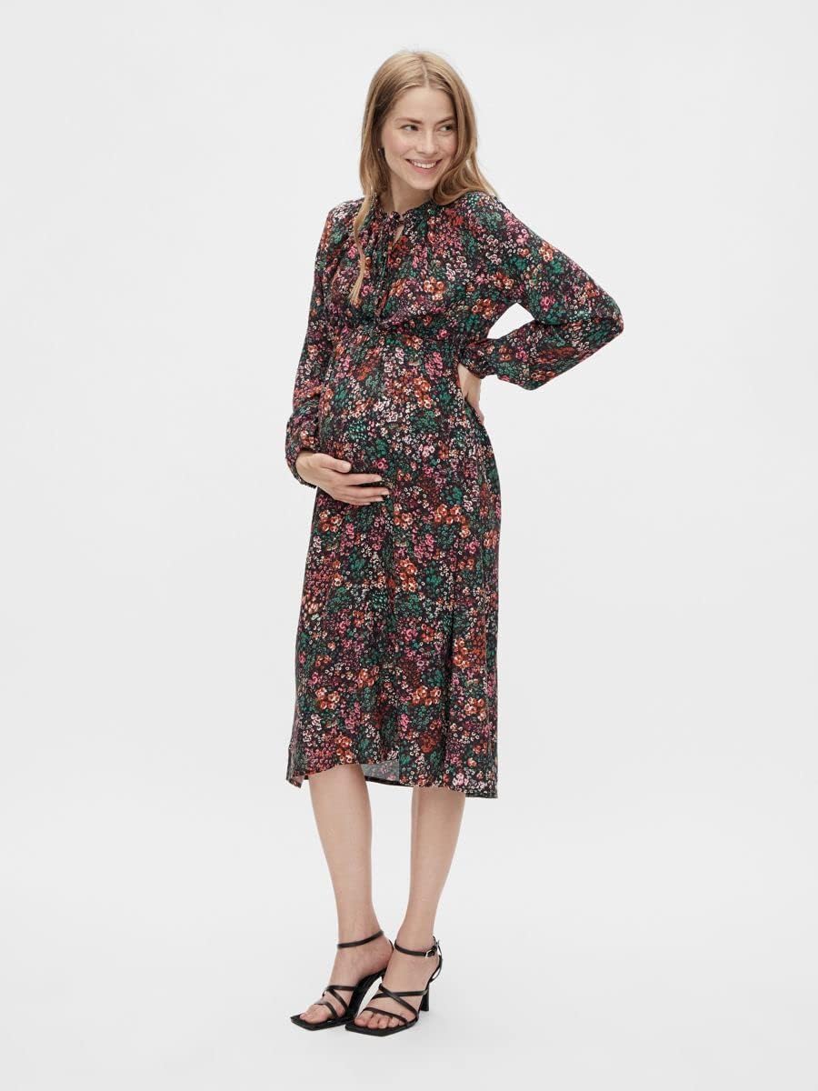 MAMALICIOUS Damen Kleid XS Trekking Green/Aop:flwoers With Rapture Rose And Elder Berry, XS Trekking