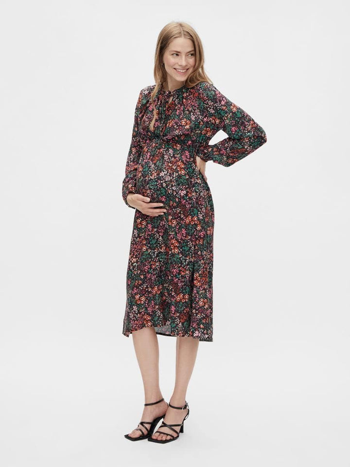 MAMALICIOUS Damen Kleid XS Trekking Green/Aop:flwoers With Rapture Rose And Elder Berry, XS Trekking