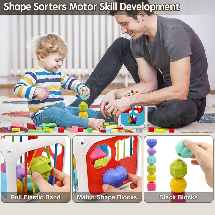spielzeug ab 1 2 Jahr, 7 in 1 Montessori Babyspielzeug Motorikschleife Activity Center Motorikspielz
