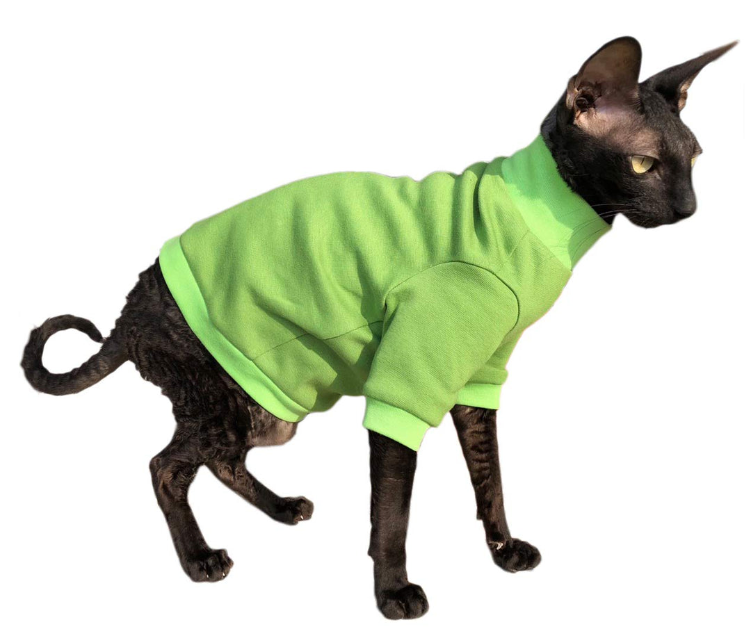 Kotomoda Katzen Kleidung Baumwollpullover Lime. (XS), XS