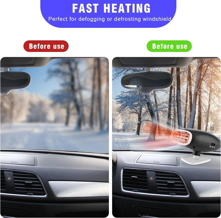 12V 150W 10A Auto Heizlüfter, Riloer Tragbare Anti-Fog 2-In-1 Schnellheizung Auto Heizung mit Zigare
