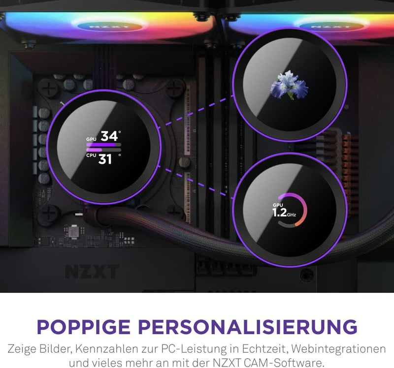 NZXT Kraken 280 RGB - RL-KR280-B1-280mm AIO CPU Wasserkühlung - 1,54" LCD Display 240x240-2x140mm RG