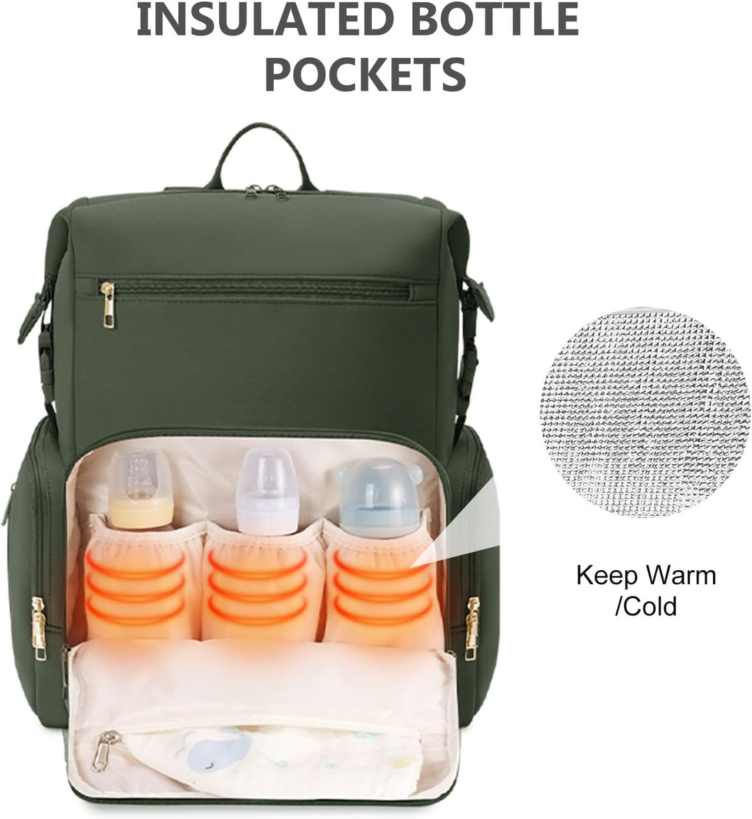 CEI-CEI Baby Wickeltasche/Rucksack mit Isolierter Flaschentasche, Wasserdichtes Neoprengewebe, Wicke