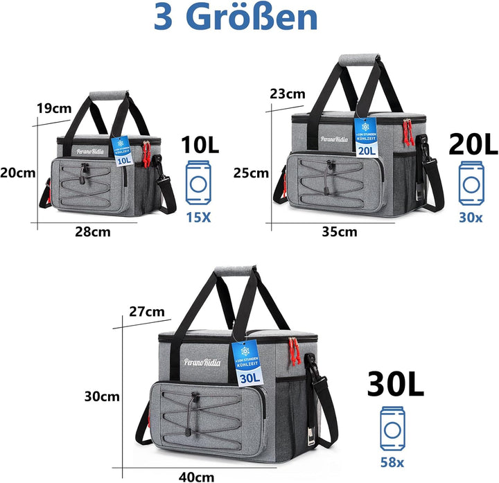 Kühltasche Faltbar für Unterwegs, Isoliertasche Thermotasche Cooler Bag für Essen & Getränke, Tragba
