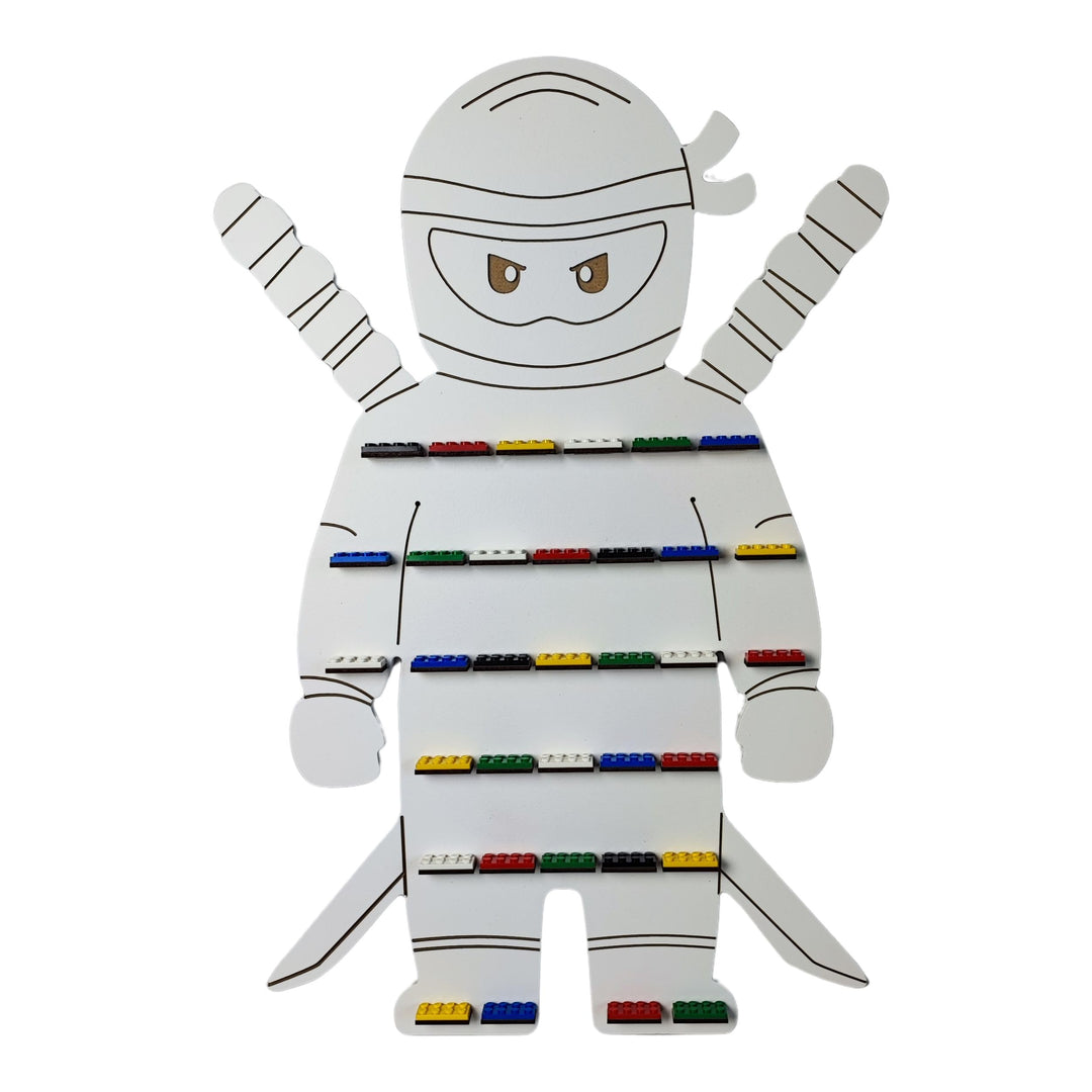 Weiss Ninja Boy Aufbewahrung Regal für Minifiguren. Kinder Schaukasten Regale. Kinderzimmer Holz Wan