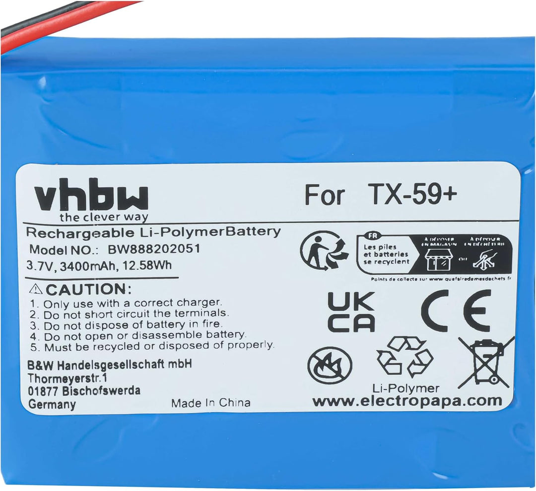 vhbw Akku kompatibel mit Technaxx TX-59+ Türsprechanlage, Video-Türklingel (3400mAh, 3,7V, Li-Ion)
