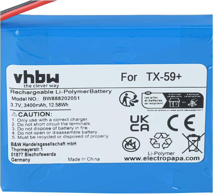 vhbw Akku kompatibel mit Technaxx TX-59+ Türsprechanlage, Video-Türklingel (3400mAh, 3,7V, Li-Ion)