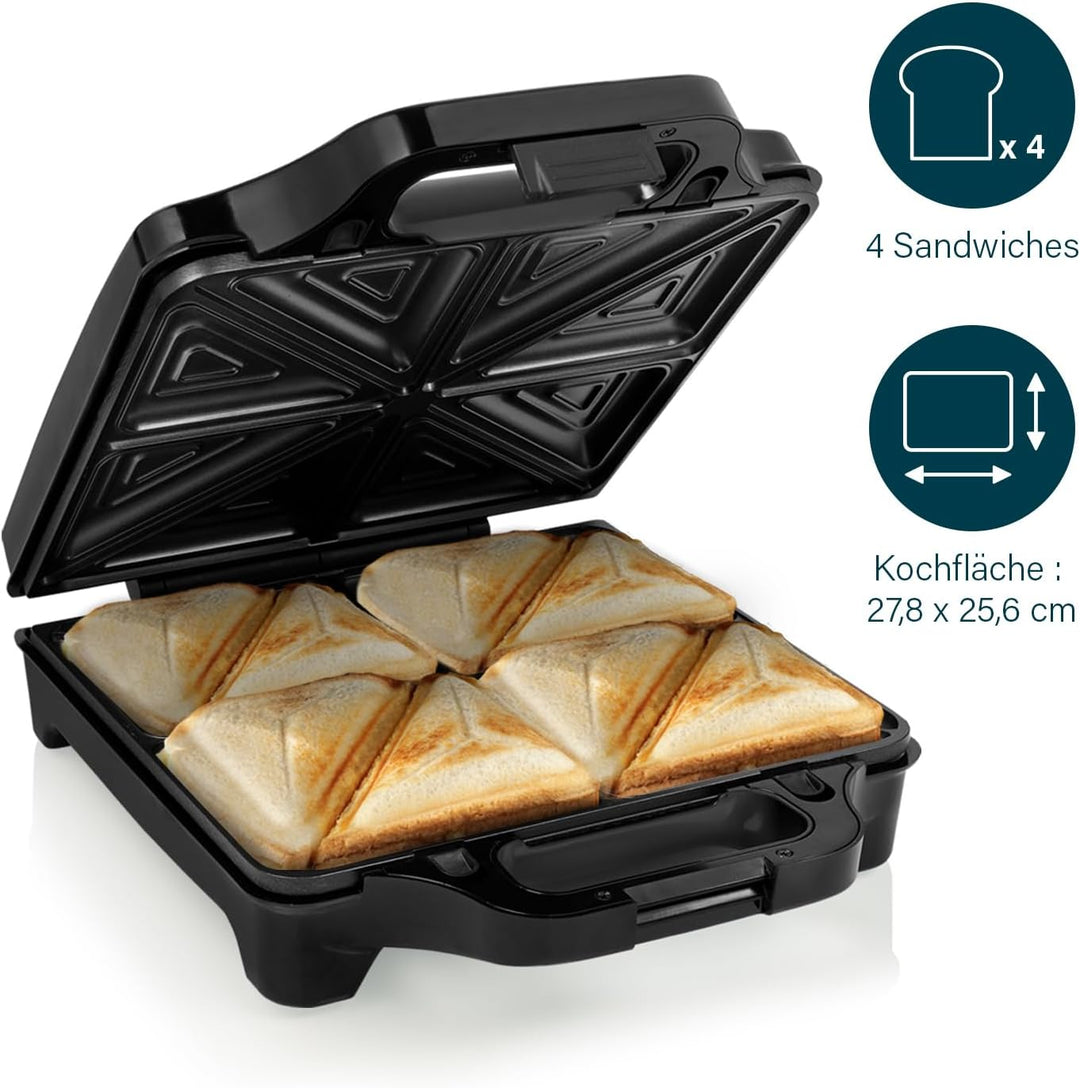 Princess Sandwichmaker Supreme XXL - für 4 Sandwiches - extra grosse Grillfläche 27,8 x 25,6 cm - 1